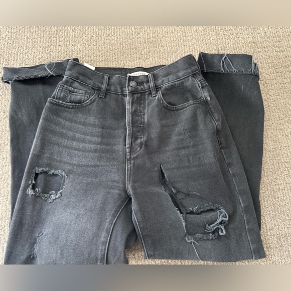 Black Pacsun High Rise Straight Leg Distressed Jeans - Picture 6 of 6